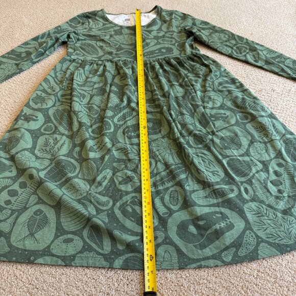 Winter Water Factory Dress Copenhagen Green Fossil Print LS Organic Cotton XS - Picture 11 of 16